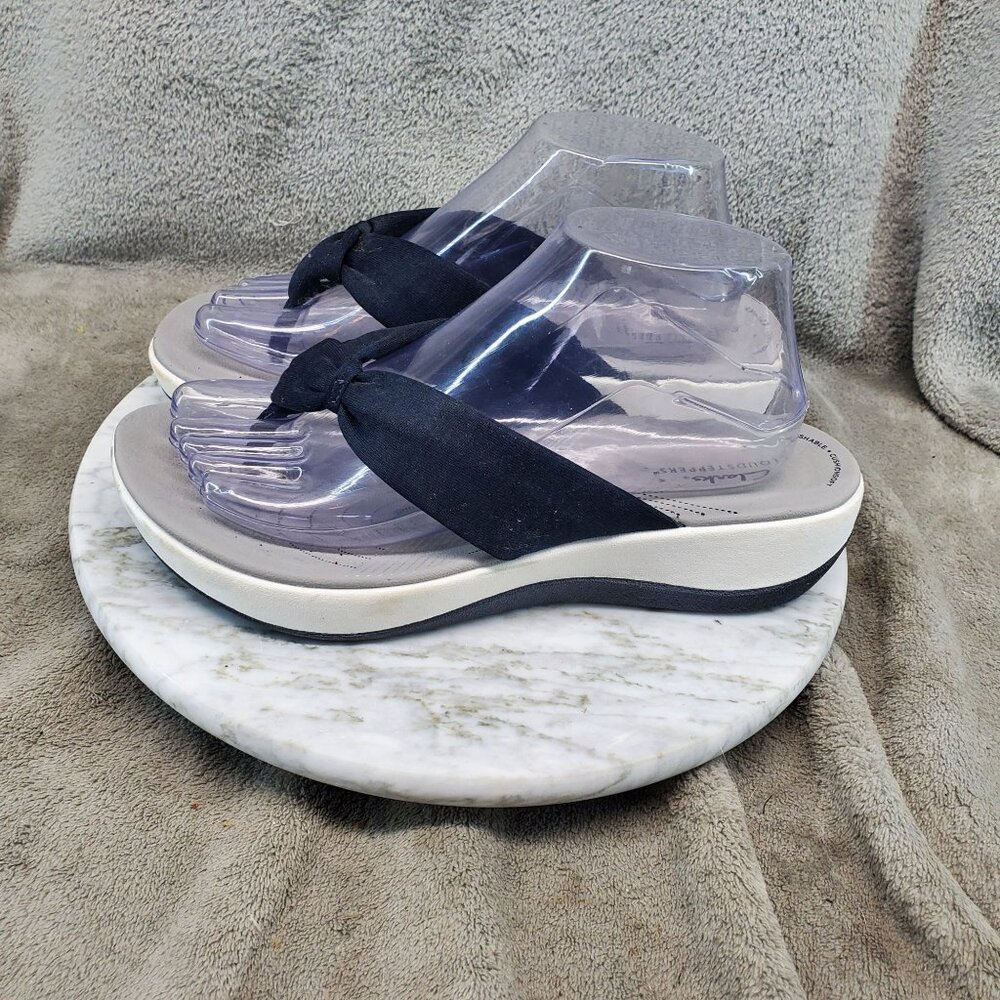 Clarks Shoes Womens 9 Arla Cloudsteppers Navy Blue Cushioned Thong Sandals